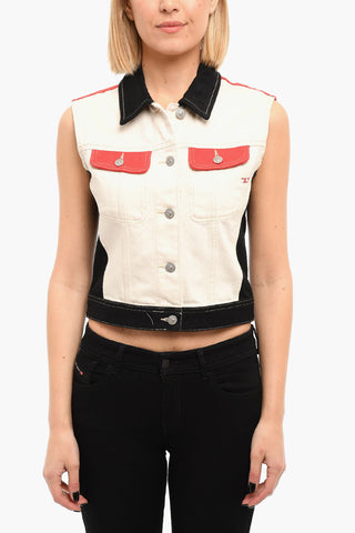 Denim D-SLIMMY Vest with Double Chest Pocket