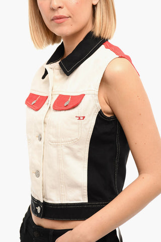 Denim D-SLIMMY Vest with Double Chest Pocket
