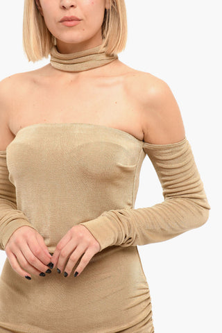 Long-sleeved Bodycon Dress with Ruched Detailing