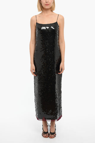 Vestito Lungo in Paillettes con Spallini