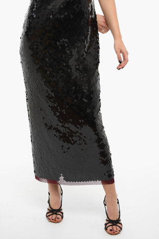 Vestito Lungo in Paillettes con Spallini