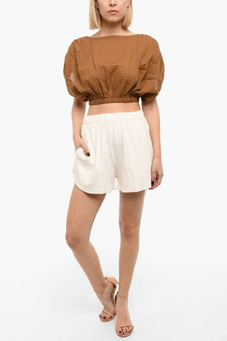 Shorts in Bambou con Elastico in Vita