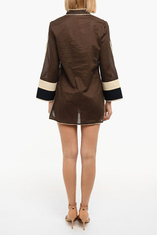Cotton Voile COLOR-BLOCKED TUNIC Dress with Vents