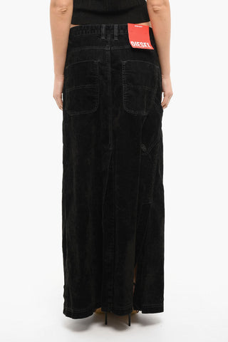 Gonna Lunga DE-ALB in Velour con Abbottonatura Frontale