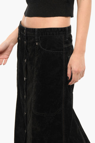 Gonna Lunga DE-ALB in Velour con Abbottonatura Frontale