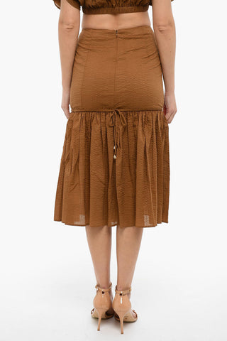 Creped-cotton Longuette Skirt with Drawstring