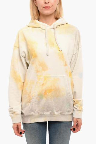 Brushed Cotton S-UMMERIB-C1 Hoodie Sweatshirt With Watercolor Effect Print