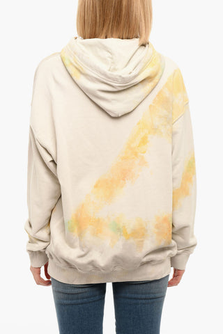 Brushed Cotton S-UMMERIB-C1 Hoodie Sweatshirt With Watercolor Effect Print