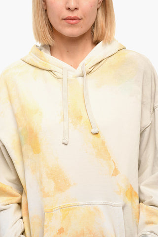 Brushed Cotton S-UMMERIB-C1 Hoodie Sweatshirt With Watercolor Effect Print