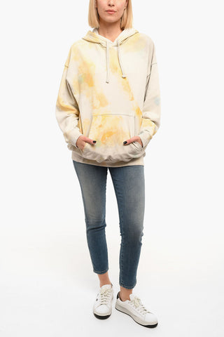 Brushed Cotton S-UMMERIB-C1 Hoodie Sweatshirt With Watercolor Effect Print