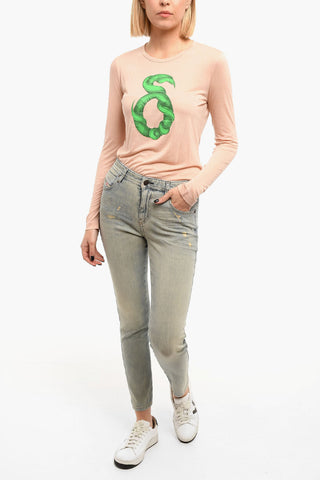 Light-washed BABHILA Skinny Jeans with Distressed-detailing