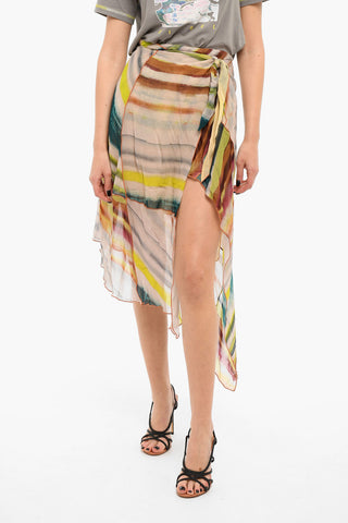 Asymmetrical O-RUBINO Skirt with Belted Waist