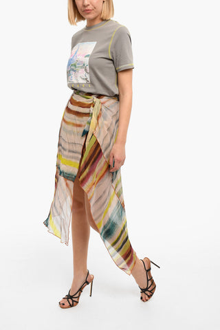 Asymmetrical O-RUBINO Skirt with Belted Waist