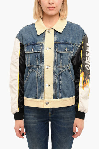 DIESEL X DIESEL Giubbotto UNISEX In Jeans DXD-2J1 Con Maniche Stampate Bomber