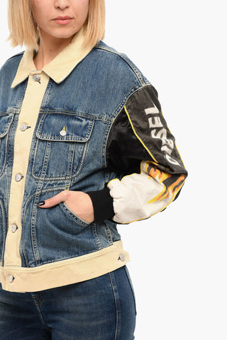 DIESEL X DIESEL Giubbotto UNISEX In Jeans DXD-2J1 Con Maniche Stampate Bomber