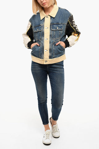 DIESEL X DIESEL Giubbotto UNISEX In Jeans DXD-2J1 Con Maniche Stampate Bomber