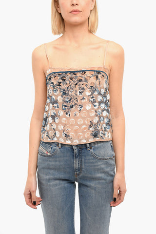 Transparent T-CELESTE Tank Top with Velvet Trims