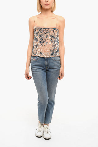 Transparent T-CELESTE Tank Top with Velvet Trims