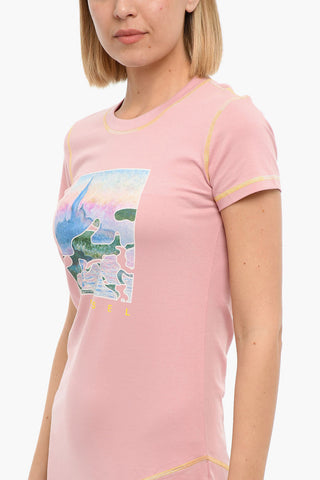 Printed D-REFLO T-shirt Dress with Asymmetric-hem