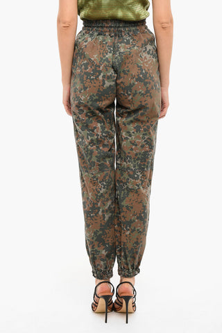 High-waisted P-BORGOGNA Baggy Pants with Camou Print