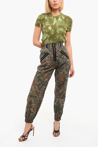 High-waisted P-BORGOGNA Baggy Pants with Camou Print