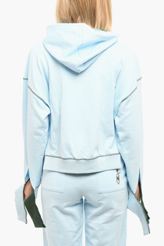 Brushed Cotton Hoodie Sweatshirt with Self-tie Detailing