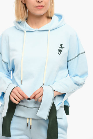 Brushed Cotton Hoodie Sweatshirt with Self-tie Detailing