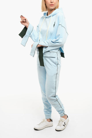 Brushed Cotton Hoodie Sweatshirt with Self-tie Detailing