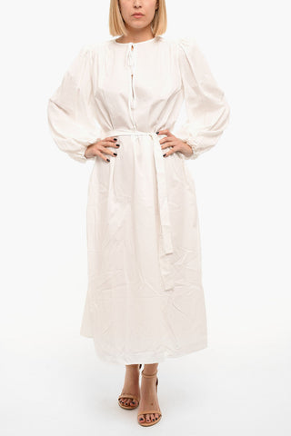 Organic Cotton ORME Tie Neck Dress with Leg-O-Mutton Sleeve
