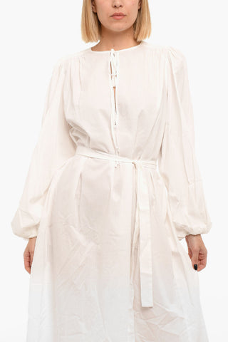 Organic Cotton ORME Tie Neck Dress with Leg-O-Mutton Sleeve