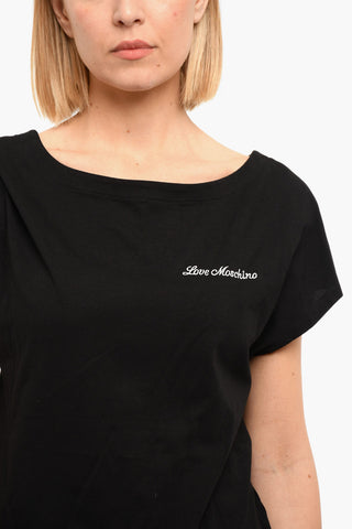 LOVE MOSCHINO Embroidered T-shirt with Back Cut-out Detailing
