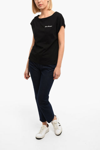 LOVE MOSCHINO Embroidered T-shirt with Back Cut-out Detailing