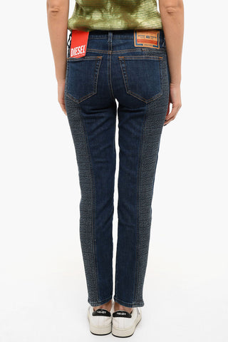 Mid-washed D-VISION Skinny Jeans with Ruffled Detailing