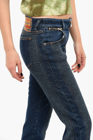 Mid-washed D-VISION Skinny Jeans with Ruffled Detailing