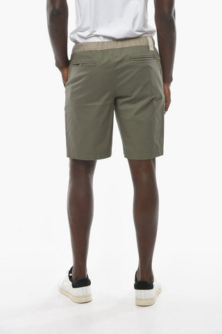 Stretch Cotton Shorts with Industrial Belt