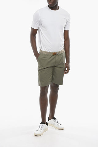 Stretch Cotton Shorts with Industrial Belt
