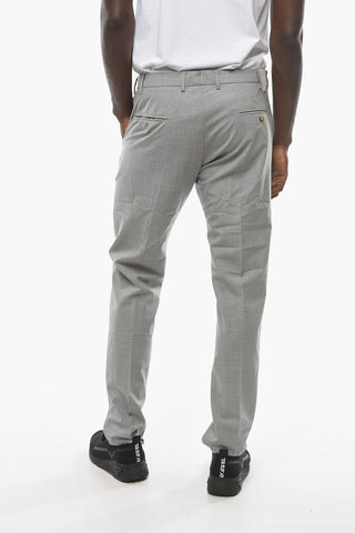 Virgin Wool Traditional Updated Fit Pants with Logo-Button
