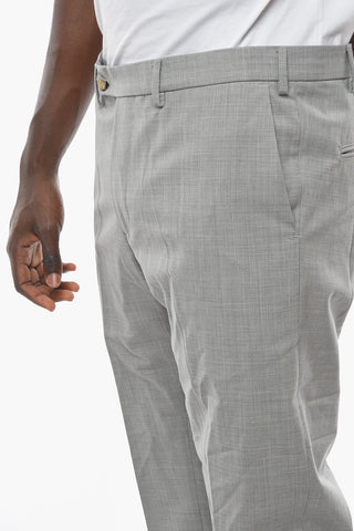 Virgin Wool Traditional Updated Fit Pants with Logo-Button