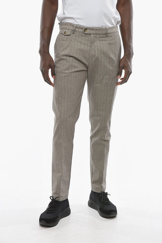 Herringbone Motif RAVAL Single-Pleat Pants