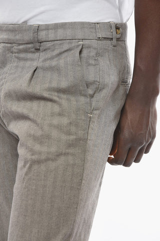 Herringbone Motif RAVAL Single-Pleat Pants