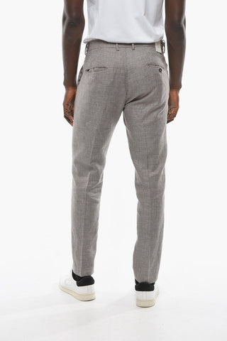 Pantaloni RAVAL in Lana Vergine e Lino con Motivo Pied-de-Poule
