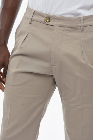 Stretch Cotton RAVAL Single-Pleat Pants