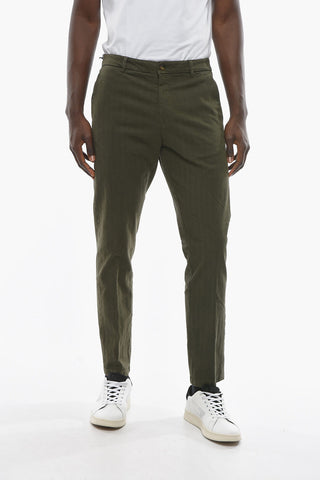 Herringbone Motif Stretch Cotton MARAIS Chino Pants