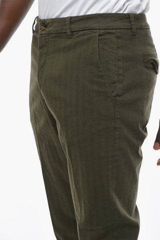 Herringbone Motif Stretch Cotton MARAIS Chino Pants