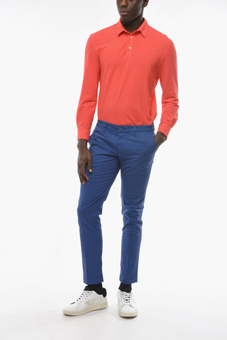 Cotton Stretch NEWTOWN Chino Pants with Contrasting Button