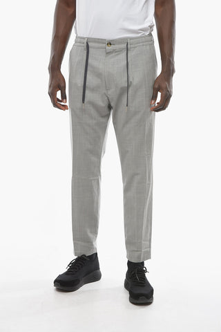 Virgin Wool Stretch MITTE Single Pleat Pants with Belt Loops