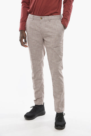Pantaloni NEWTOWN Slim Fit con Motivo Pied-de-Poule