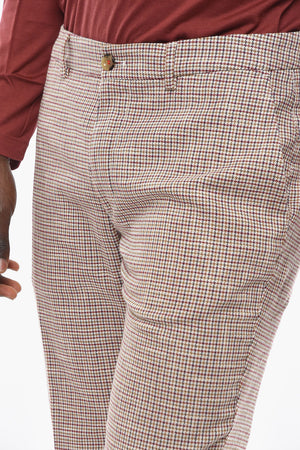 Pantaloni NEWTOWN Slim Fit con Motivo Pied-de-Poule