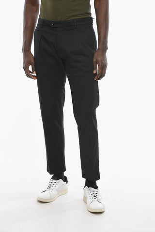 Solid Color Cotton Stretch RAVAL Single Pleat Pants