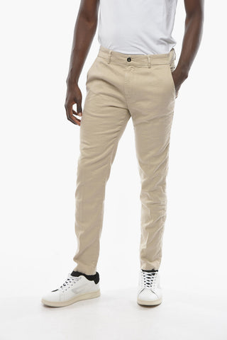 Linen and Cotton MARAIS Pants with Contrasting Button